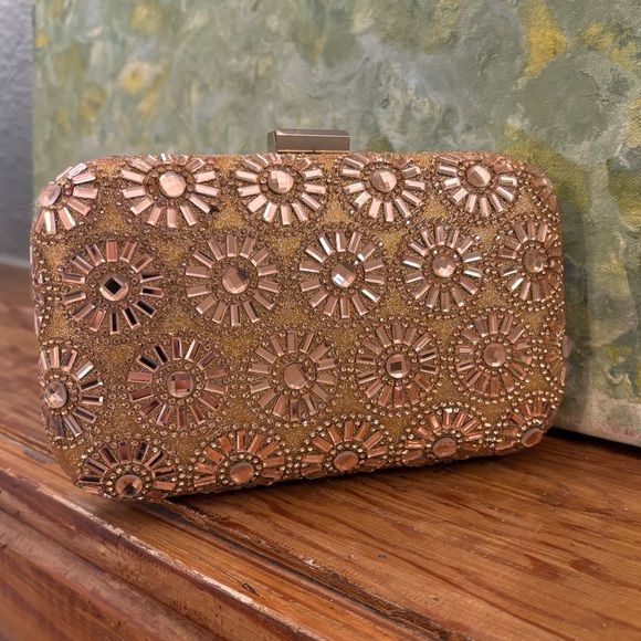 Rare Lulu Townsend Gold Beaded Evening Clutch with Chain - Picture 1 of 8